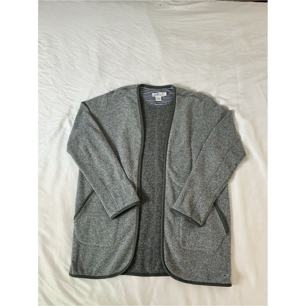 Vineyard Vines Gray Open Front Cardigan Size S | Soft Knit Layer
